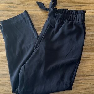 LOFT Black Tie-Waist Pull-On Pants